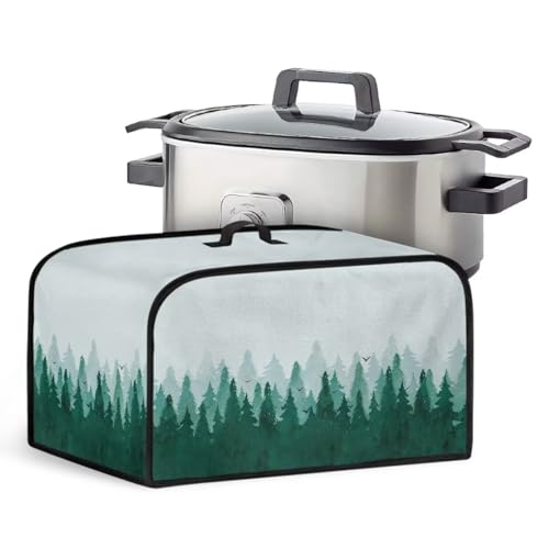 Pzuqiu Green Forest Crock Pot Cover Compatible with Most Slow Cookers Appliance Dust Cover Easy Fit Crock Pot Slow Cooker Cover with Side Pocket & Mesh Pocket