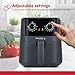 Holstein Housewares 4.4QT Air Fryer. Your All-in-One Culinary Solution. Air fry, roast, bake or grill. Adjustable temperature and time, Hot air technology and Dishwasher Safe, 1400W, Grey