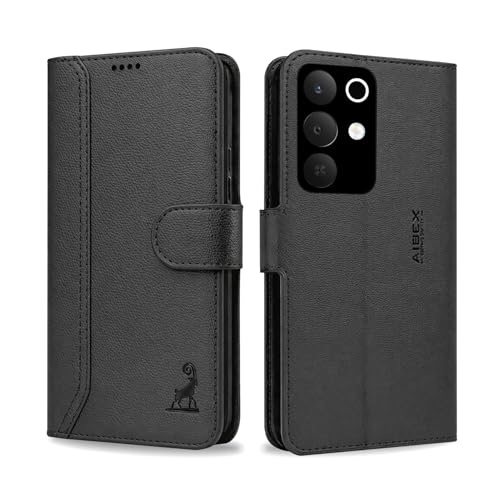 Image of AIBEX Compatible for Realme Narzo 90X 5G / Realme C85 5G / Realme 15X 5G | Premium PU Leather Wallet Case with Stand & Card Slots Black