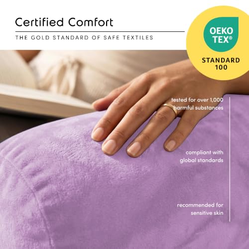 Image of Nestl Reading Pillow with Shredded Memory Foam, Designed for Sitting Up in Bed and Couch, Back and Arms Adjustable Support for Adult & Teens Backrest Pillows for Reading, with Washable Cover Lavender