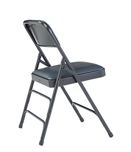 National Public Seating 1300 Series Steel Frame Upholstered Premium Vinyl Seat And Back Folding Chair With Triple Brace, 480 Lbs Capacity, Dark Midnight Blue/Char-Blue (Carton Of 4) #TOP2