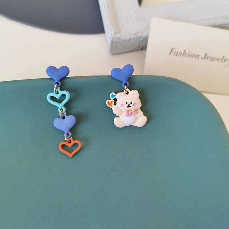 Feel「カラフルハートと熊のピアス」 レディース かわいい くま熊