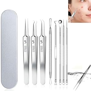 Teppeic Tweezers,Teppeic Tweezers for Blackheads,Teppeic Facial Blackhead Remover Tweezers,Tweezers for Women Facial Hair,for Blackheads Acne with Storage Case with Storage Case (C)