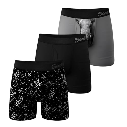Shinesty Boxer Briefs For Men Pack of 3 - Hammock Support Pouch Underwear For Men - Large