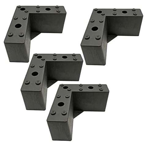 4 Pcs Sofa Legs Plastic,Lift Furniture Risers Bed Risers,Square Black Furniture Feet,L-Shaped Right Angle Cabinets Legs,Furniture Heightening Mat,for Dresser,with Screws (7.5cm/3in) Cover