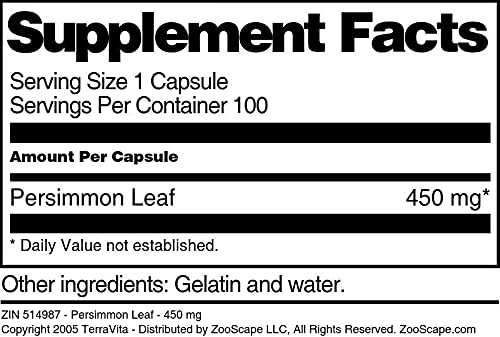 Terravita Persimmon Leaf - 450 mg (100 Capsules, ZIN: 514987) - Thumbnail 5
