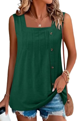 KISSMODA Womens Boho Tops for Summer Sleeveless Tanks Loose Fit Casual Blouse Daily Shirts for Leggings (S-3XL)