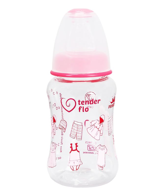 tender flo Princess 150mlBaby Feeding Bottle for Girls | Perfect for Newborns and Toddlers | Ideal for 0-5 Years | Comfortable Grip and Leak-Proof Design for Easy Feeding - Red
