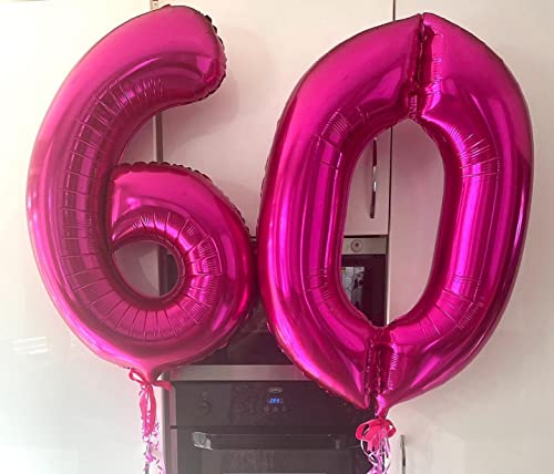Image of 40 Inch Hot Pink 40 Number Balloons Giant Jumbo Huge 40 Foil Mylar Helium Number Digital Balloons Dark Pink Birthday Mylar Digital Balloons 40th Birthday Party 40th Anniversary Events Party