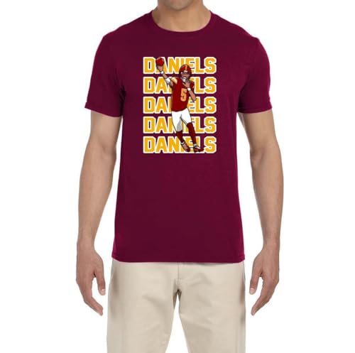 Tenacious Tops Maroon Washington Jayden Daniels Text Pic T-Shirt Adult Medium