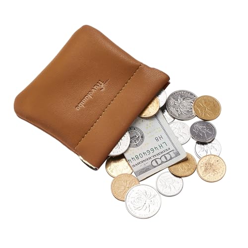Image of Travelambo Leather Squeeze Coin Purse Pouch Change Holder For Men & Women 2 pcs set