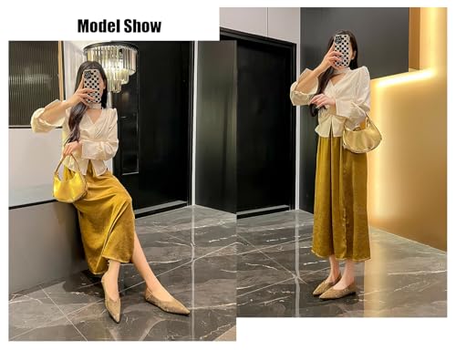 Women's Rhinestones Pointed Toe Flat Pumps Fashion Thick Cushion Inner Heighten Comfortable Slip On Walking Shoes for Leisure Wedding Daily4