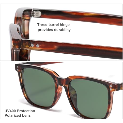 Image of Gleyemor Polarized Mens Square Sunglasses UV400 Protection Sun Glasses | Classic Retro Square Shades for Fashion, Driving Fishing Golf Outdoor Sport Shades