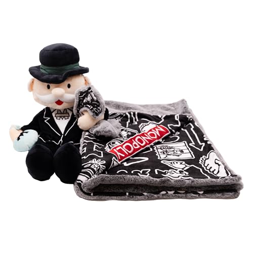 Monopoly Blankie Bestie Stuffed Animal Blanket - 2-in-1 Baby Blanket with Stuffed Animal, Soft Plush Toy Baby Shower Gifts for Boys, Girls, Toddlers & Kids, Sensory Plush Toy