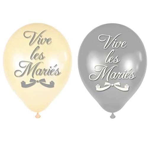surprisezvous R/Balm - Ballon Mariage vive Les mariés Blanc et Argent (x8)