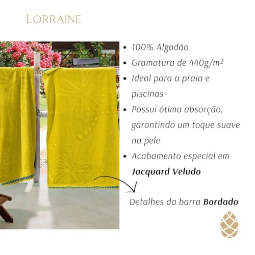 Buettner, Toalha de Praia Gigante Buettner Jacquard 81x150cm 100% Alg Cor:Borboletas Amarelo