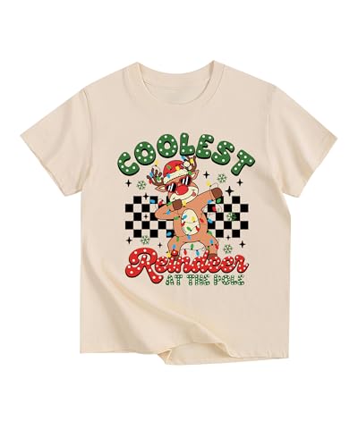 Coolest Reindeer at The Pole Christmas Shirt for Toddler Boys Funny Reindeer Sunglasses Graphic Tee