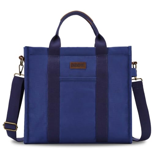 Image of VASCHY Canvas Tote bag, Casual Reusable Work Totes for Women Teachers with Zippers Pockets Crossbody Shoulder Bag Purse