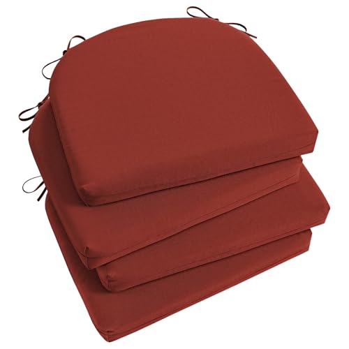 Image of Basic Beyond Outdoor Chair Cushions Set of 4, Outdoor Cushions for Patio Furniture, Water Resistant Patio Chair Cushions with 2 Ties, 17x16x2, Brick Red