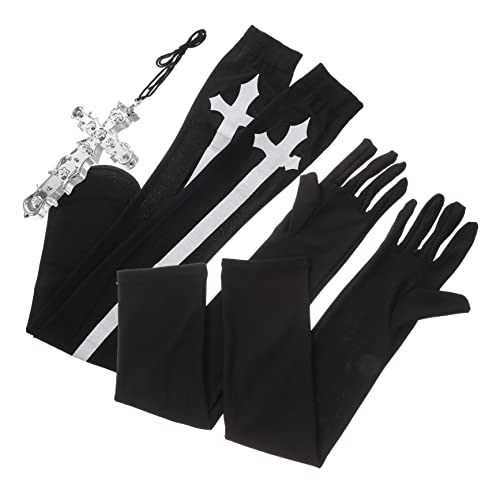 FOYTOKI Meias de freira e luvas conjunto de disfarce meias quentes acessórios para festa estilo de freira