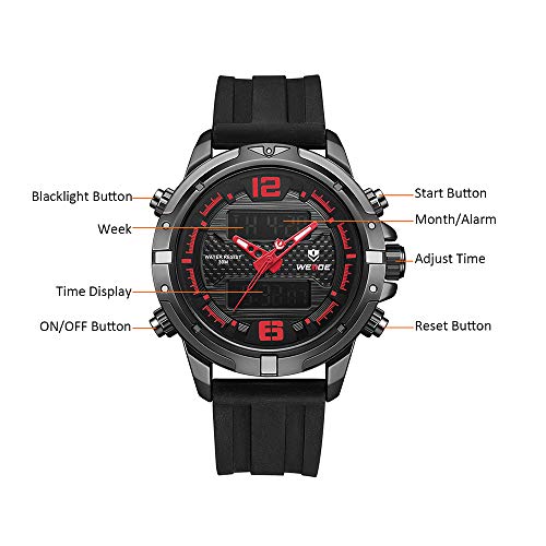 WEIDE WH8602 Relógio Eletrônico Digital de Quartzo Calendário de Tempo Duplo Semana Alarme 3ATM Temp