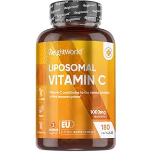 Liposomal Vitamin C Capsules 1000mg – 180 Vegan Capsules (3 Months Supply) – L-Ascorbic Acid with Rosehip & Sunflower Phospholipid – Non-GMO & Gluten-Free – Liposomal VIT C Supplement for Men & Women