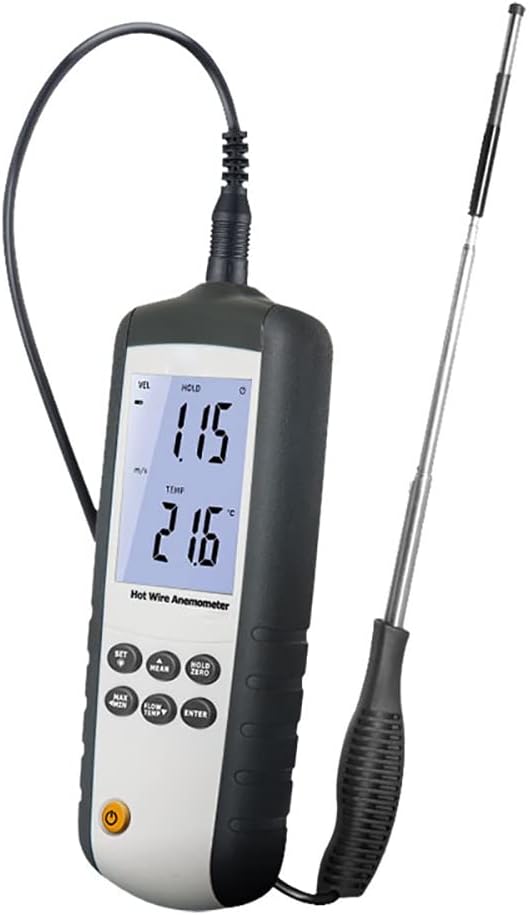 Thermal Anemometer, High Sensitivity Digital Portable Anemometer with Backlight LCD Display, Handheld CFM/CMM Air Flow Velocity Meter Wind Speed Gauges