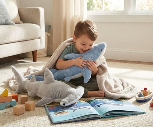 Image of Bedwina Stuffed Animal Sharks - Pack of 2 Extra-Large, 20 inch Mako & Hammerhead Plush Shark Toys, Stuff Animals Toy, for Baby Toddlers & Kids