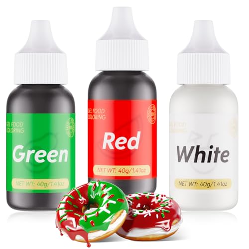 Gel Food Coloring for Cake Decorating - 3 Concentrated Assorted Food Color Edible Christmas Red...