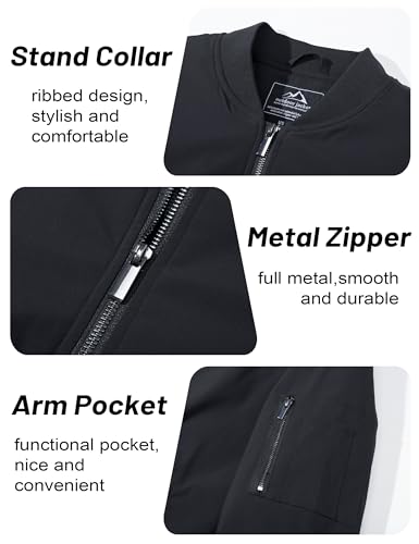 MAGCOMSEN Men's Bomber Jacket Casual Windproof Quilted Jacket Full Zip Windbreaker Winter Warm Varsity Jacket with Pockets4
