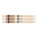 LA SPECIALS 7A Hickory Drumsticks, Oval Nylon Tip, Three Pairs