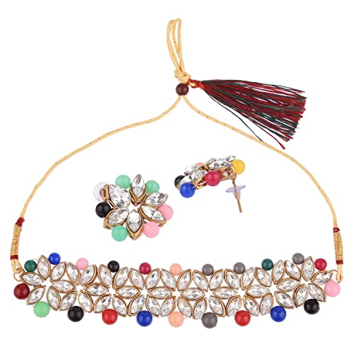 Efulgenz Indian Jewelry Crystal Choker Necklace Drop Earrings Set For Women Girls Cubic Zirconia Necklace (Style 1 Multicolor) #TOP3
