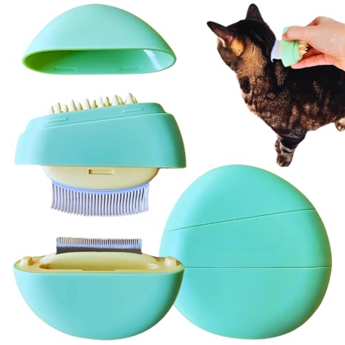 Cepillo para Gatos con Sistema Multifunción 3 en 1: Limpia, Revitaliza y Masajea. Peine para Gatos de Pelo Largo y Corto con Diseño Compacto, Portátil y Ergonómico.