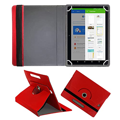 Image of Fastway Rotating Leather Flip Stand Case for DOMO Slate SL36 OS9 SC, Red | 10.1-Inch Tablet, Rotating Design