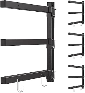 Ronlap Lumber Storage Metal Rack, Wood Storage Racks Lumber Rack Wall Mount Wood Rack Organizer Wood Wall Storage System 3-Level, 200KG Load Capacity per Level, Indoor & Outdoor Use, Black, 4 Pack
