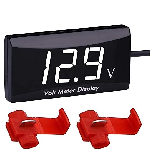Greluma 1 Pieza Voltímetro Digital para Coche, Resistente al Agua, DC 12V, LED, Pantalla Digital, Voltímetro para Coche, Motocicleta, Voltímetro de Voltaje con Abrazaderas de Alambre