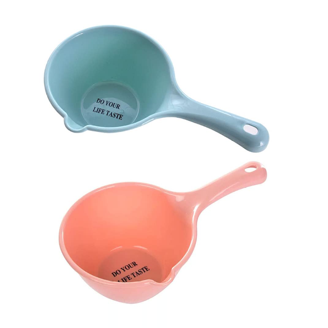 Nukinp Water Ladle Plastic Water Dipper Thickened Bathing Ladle Container with Handle Scoop Cup Baby Shampoo Bath Spoon Home Accessories Random Color 2 Pcs