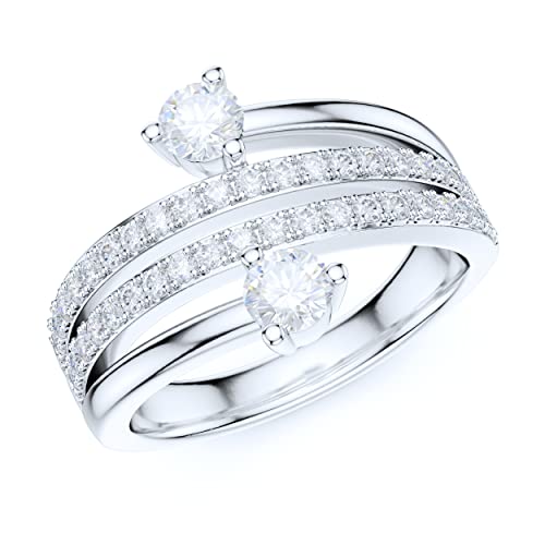 13mm Wide Sterling Silver Split Quadruplex Row Simulated Round Brilliant Cut Diamond or Moissanites Wedding Ring