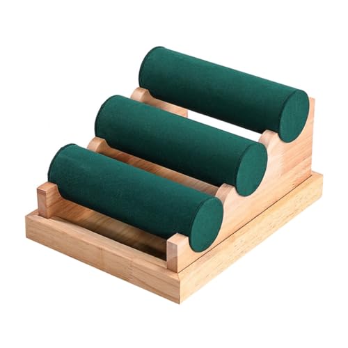 Convenient Three Level Wood Display Stand For Showcasing Bracelets And Jewelry