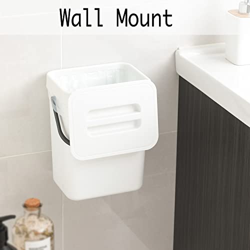 Compost Bin Indoor Kitchen Sealed, Lalastar Hanging Small Trash Can With Lid Under Sink For Kitchen, Food Waste Bin For Countertop, Mountable Garbage Can For Bathroom, Rv, 5L/1.3 Gal, White #TOP4