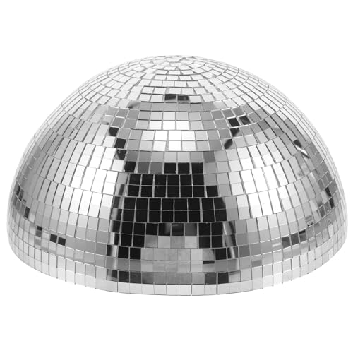 Bola espejada semiesférica plateada de 25 cm para decoración de bodas y fiestas, material vidrio y espuma, estilo retro, centro de mesa con instalación fácil miniatura 1