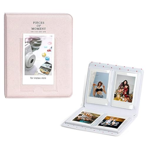 Image of ZENKO 64 Pockets Photo Album for Fujifilm Instant Mini 13 /12 /11 /9 /8 /SE /41 /99 /Evo /Liplay Instant Camera /Mini Link Printer, Polaroid Snap Touch Mint Zip Instant Camera Printer- Blossom Pink