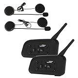 Buyee 2pcs BT Interphone Motorcycle Helmet Bluetooth Headset Wireless Intercom Headphones with Microphone for Motorbike Scooter Skiing Communication Range-800M