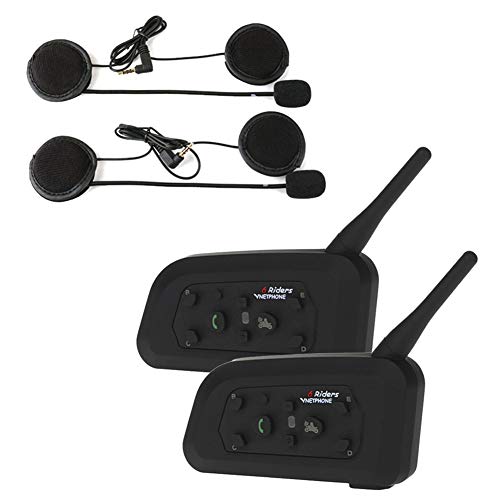 Buyee 2pcs BT Interphone Motorcycle Helmet Bluetooth Headset Wireless Intercom Headphones with Microphone for Motorbike Scooter Skiing Communication Range-800M