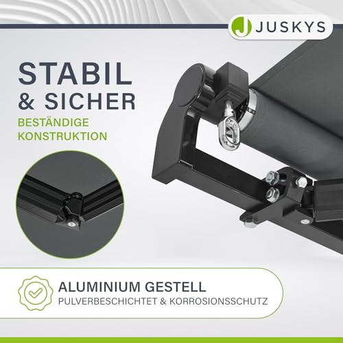 Juskys Gelenkarmmarkise 350 x 300 cm, UV40+ & wasserabweisend, mit Kurbel & Wandhalterung Länge + Winkel einstellbar, Markise für Terrasse & Balkon, Sonnenschutz Balkonmarkise Gelenkmarkise, Grau