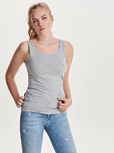 ONLY Damen Onllive Love Long Tank TOP JRS 3-PA, White/+ 2 Light Grey, XS – Ansicht 2