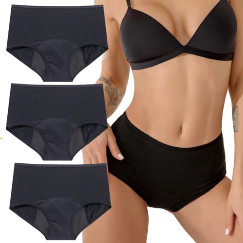 WACTWJNA Mutande Assorbenti Donna Vita Alta: 36ML Assorbenti Mutande Mestruali Donna Mutande Ciclo Slip Cotone Ciclo Mestruale Intimo Slip Ciclo,3 Pezzi(M)