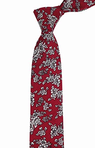 Image of Elfeves Men's Skinny Solid Color Tie Causal Cotton Linen Narrow Slim cut Necktie