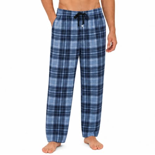 Image of U2SKIIN Mens Fleece Pajama Pants, Warm Plaid Lounge Pj Bottoms