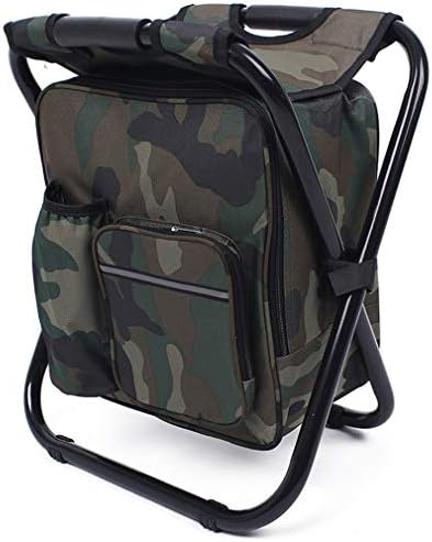 ZEPIN INBESK Folding Camping Chair Stool Backpack, with Cooler Insulated Picnic Bag, Hiking Camo Ultralight Seat Table Bag Camping Gear for Outdoor Indoor Fishing Travel Beach BBQ (Camouflage)